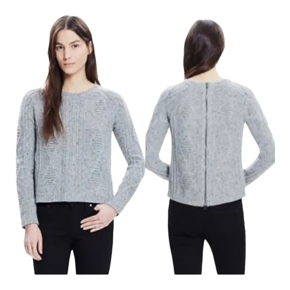 Madewell Palisade Zipper Back Merino Wool Cozy Cable Knit Sweater